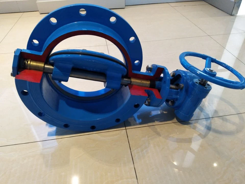 Ductile Iron EPDM Lined Wras Industrial Control Double Eccentric Flange Butterfly Valve