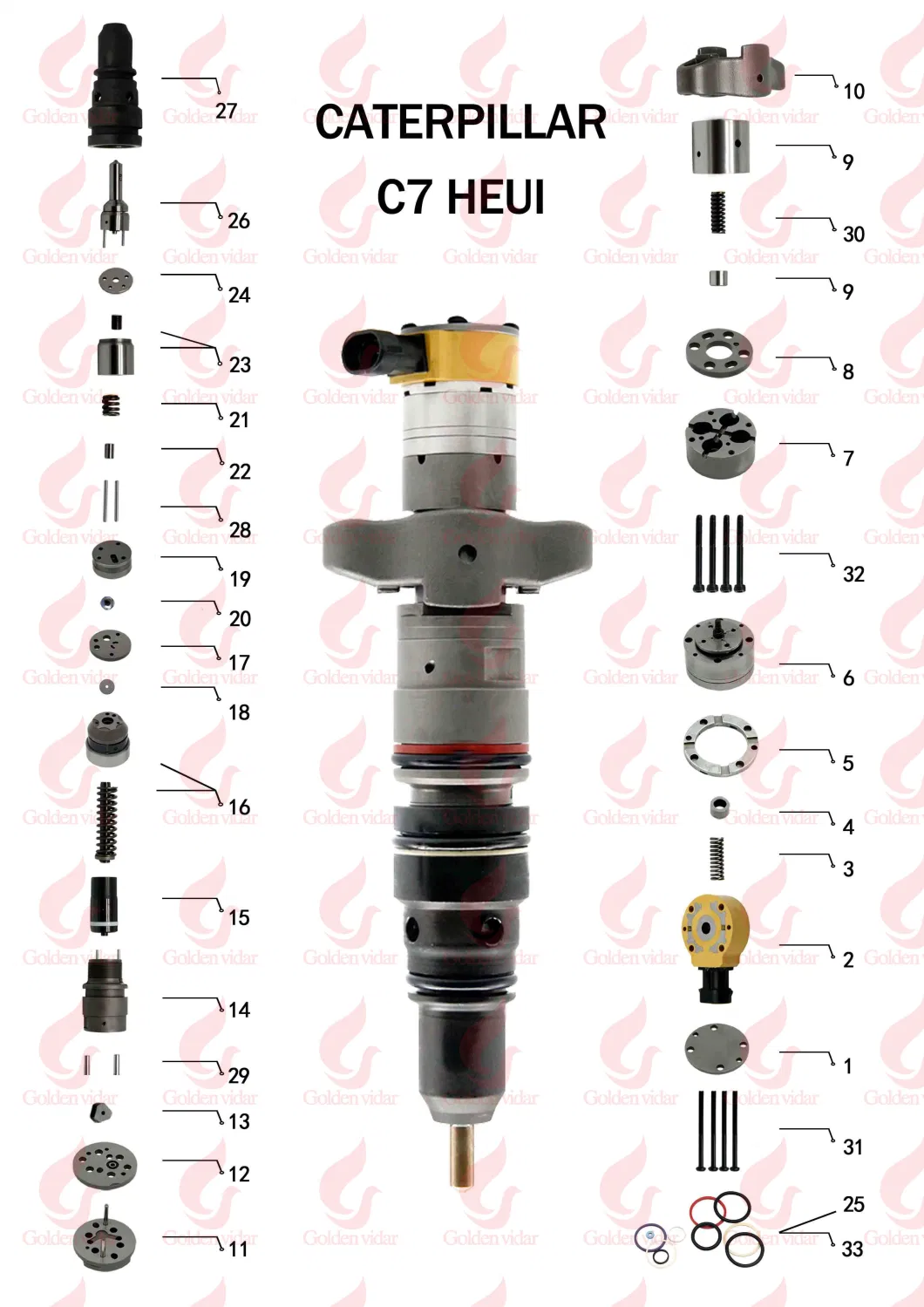 Golden Vidar Common Rail Fuel Injector Excavator C7 Injector 387-9430